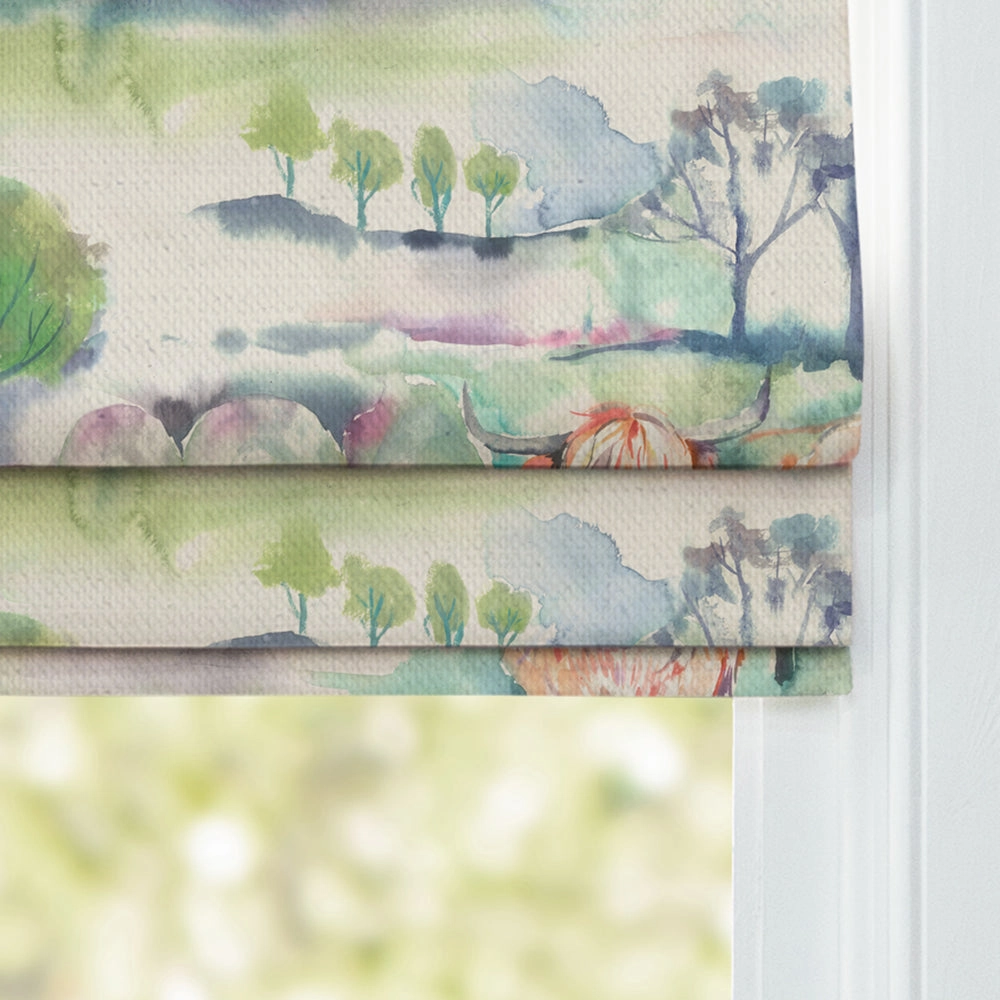Heilan Herd Printed Cotton Made to Measure Roman Blinds Sage