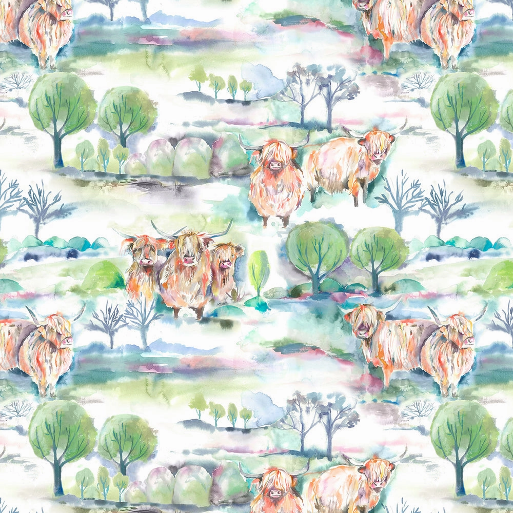 Heilan Herd Printed Cotton Made to Measure Roman Blinds Sage
