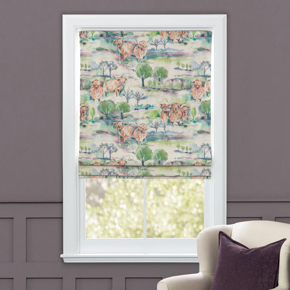 Heilan Herd Printed Cotton Made to Measure Roman Blinds Sage