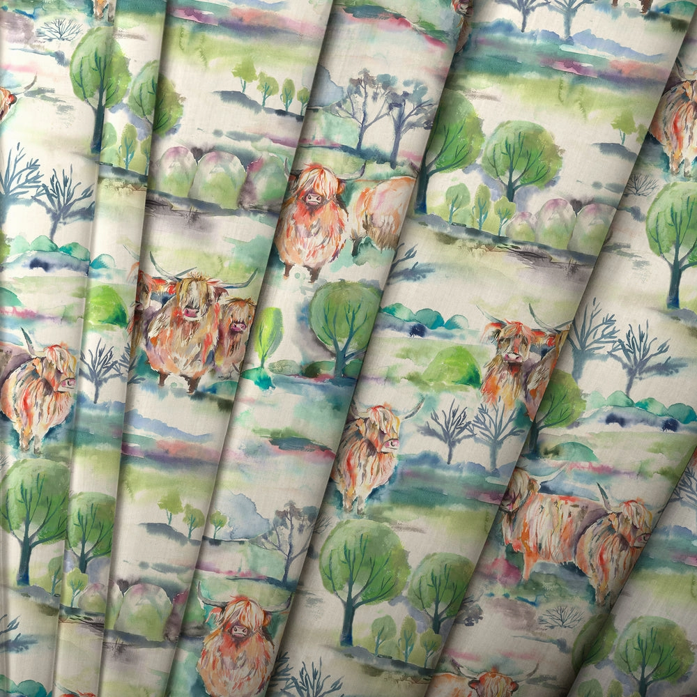 Heilan Herd Printed Cotton Made to Measure Roman Blinds Sage