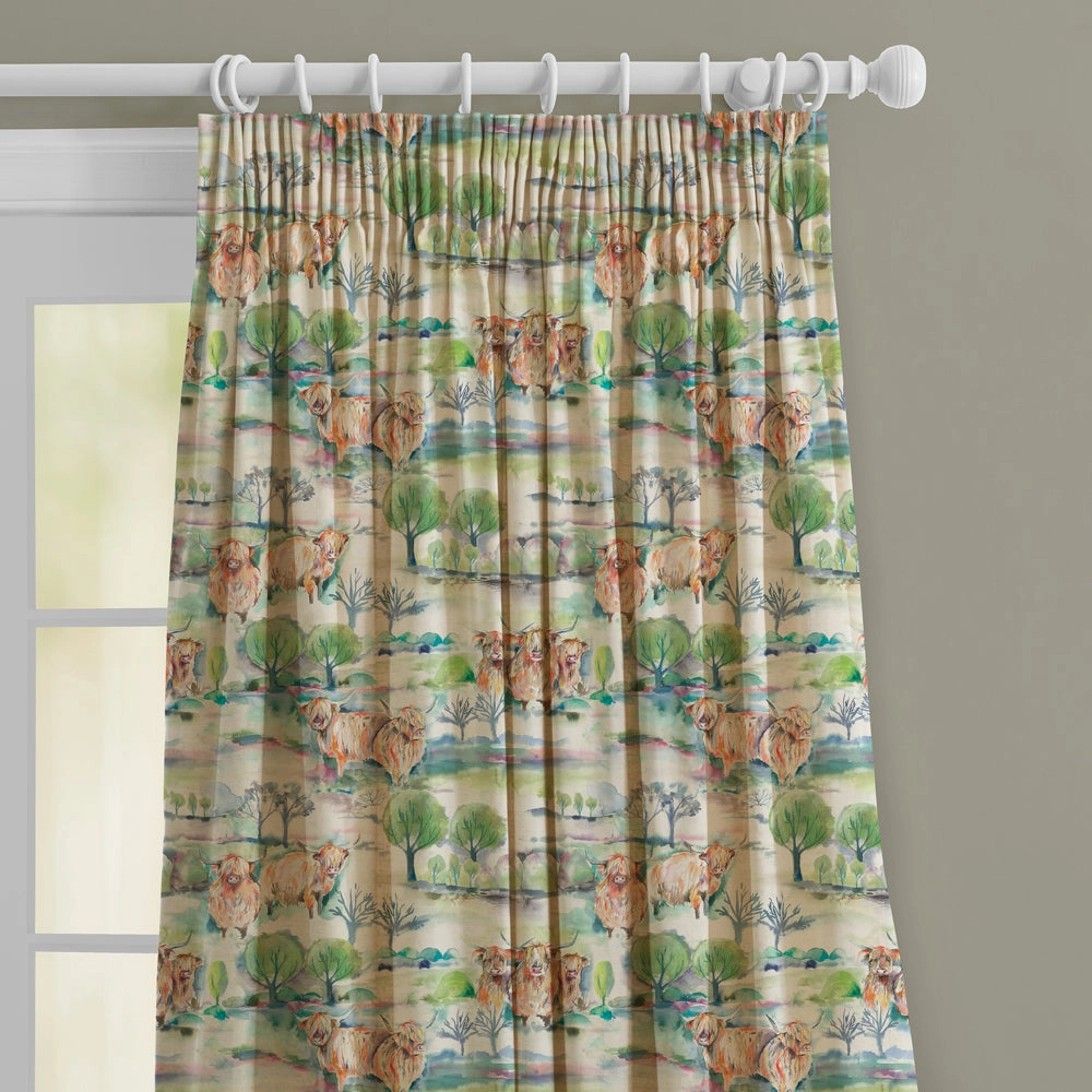 Heilan Herd Printed Made to Measure Curtains Sage