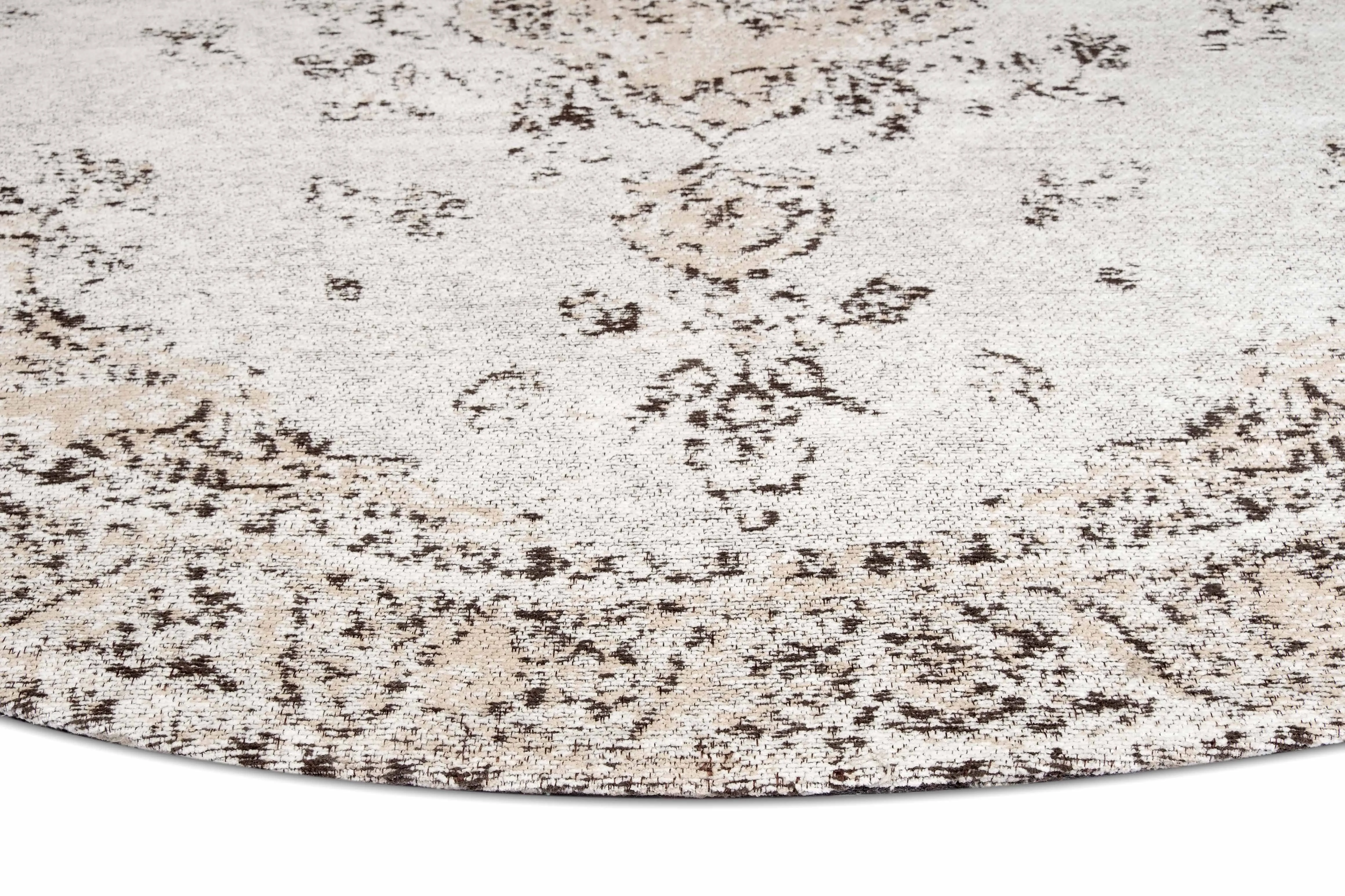 Helena White and Peach Turkish Style Distressed Round Rug *NO RETURNS UNLESS FAULTY