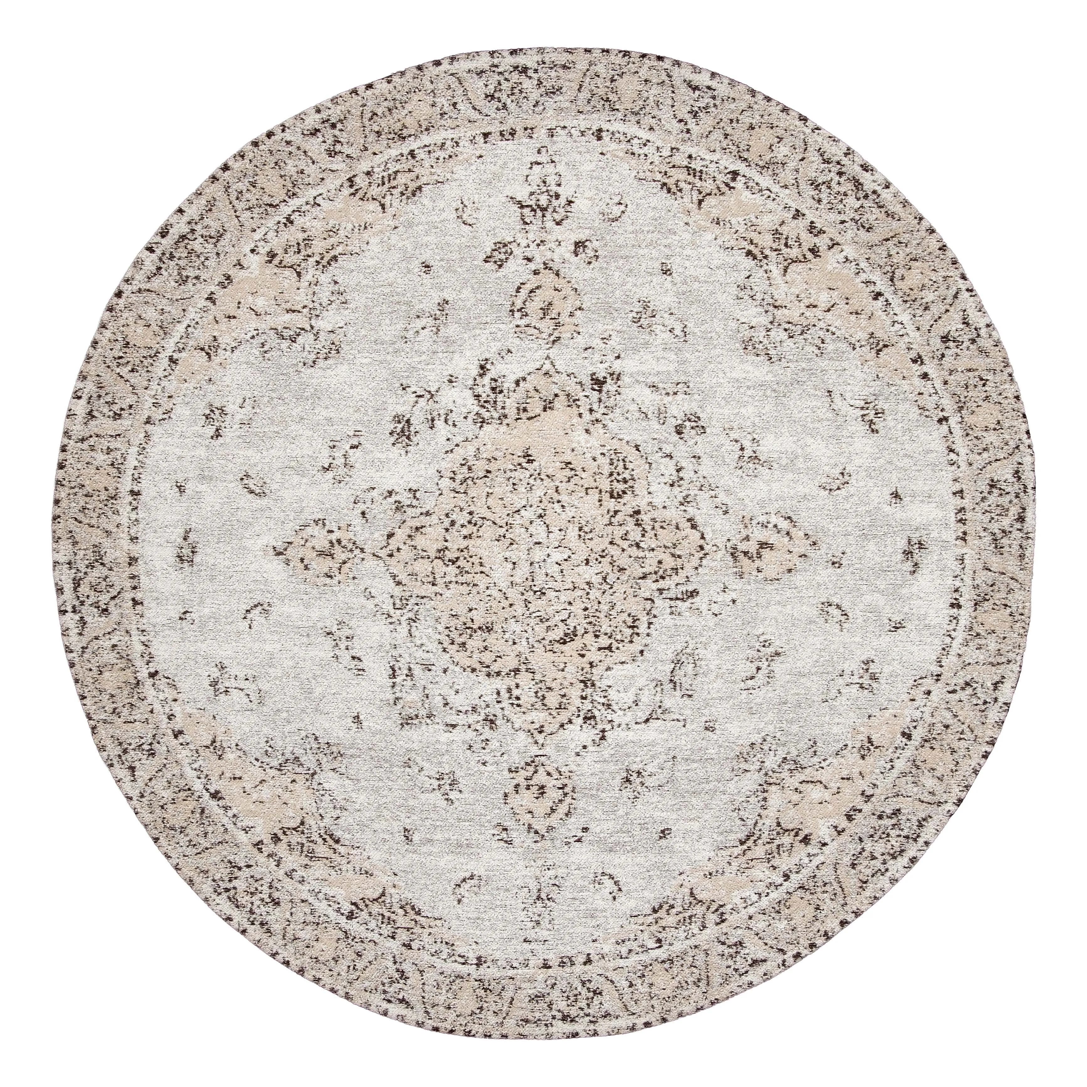 Helena White and Peach Turkish Style Distressed Round Rug *NO RETURNS UNLESS FAULTYmodern color block patchwork rug