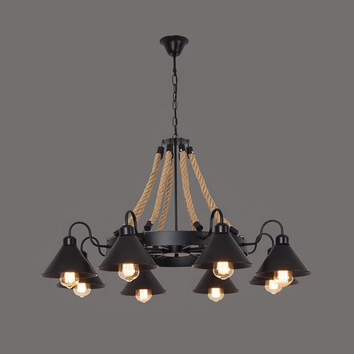 Hemp Rope Industrial Horn Chandelier