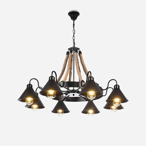 Hemp Rope Industrial Horn Chandelierrustic chandelier,bedroom chandelier 