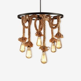Hemp Rope Industrial Six Head Chandelierrustic chandelier,bedroom chandelier 