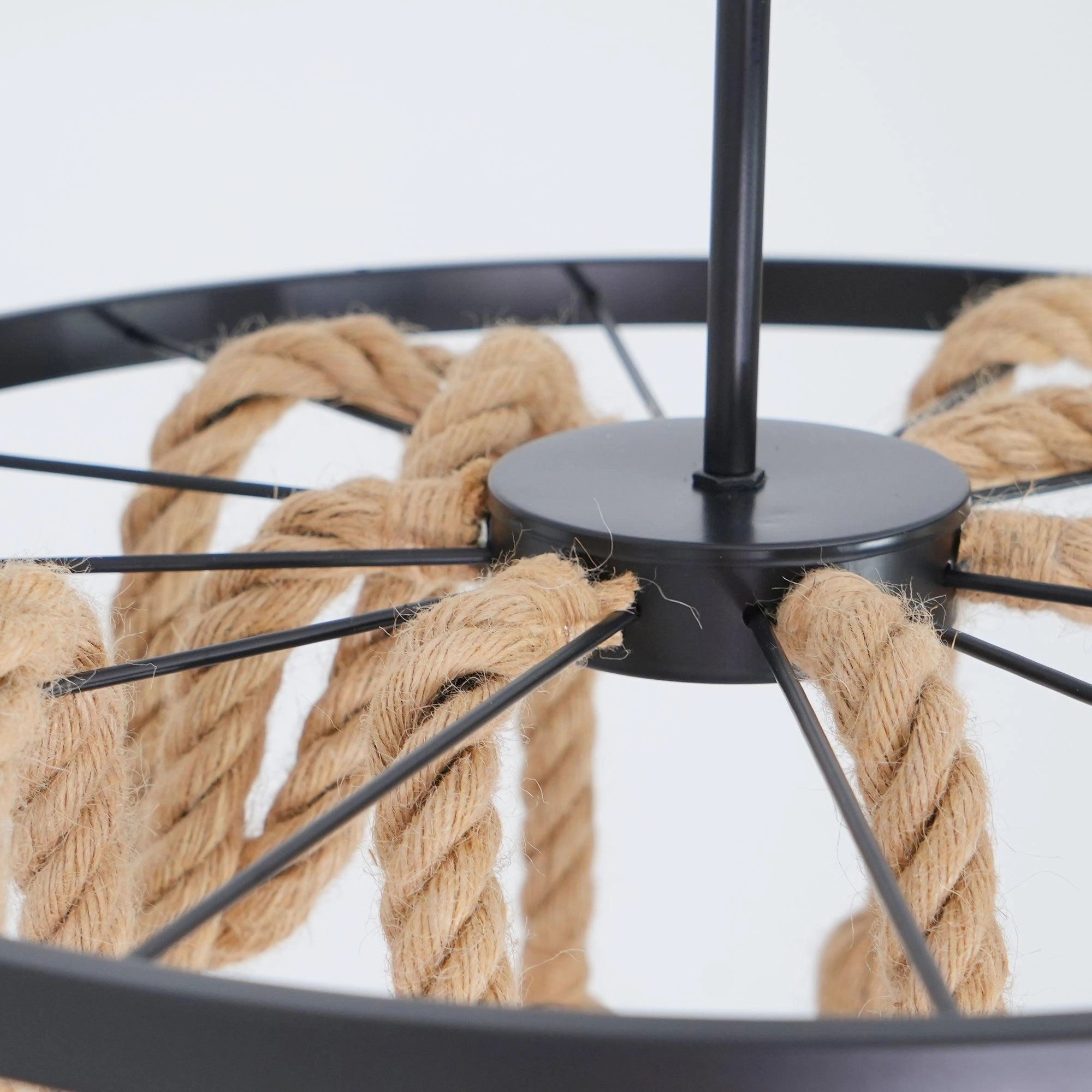 Hemp Rope Industrial Six Head Chandelier