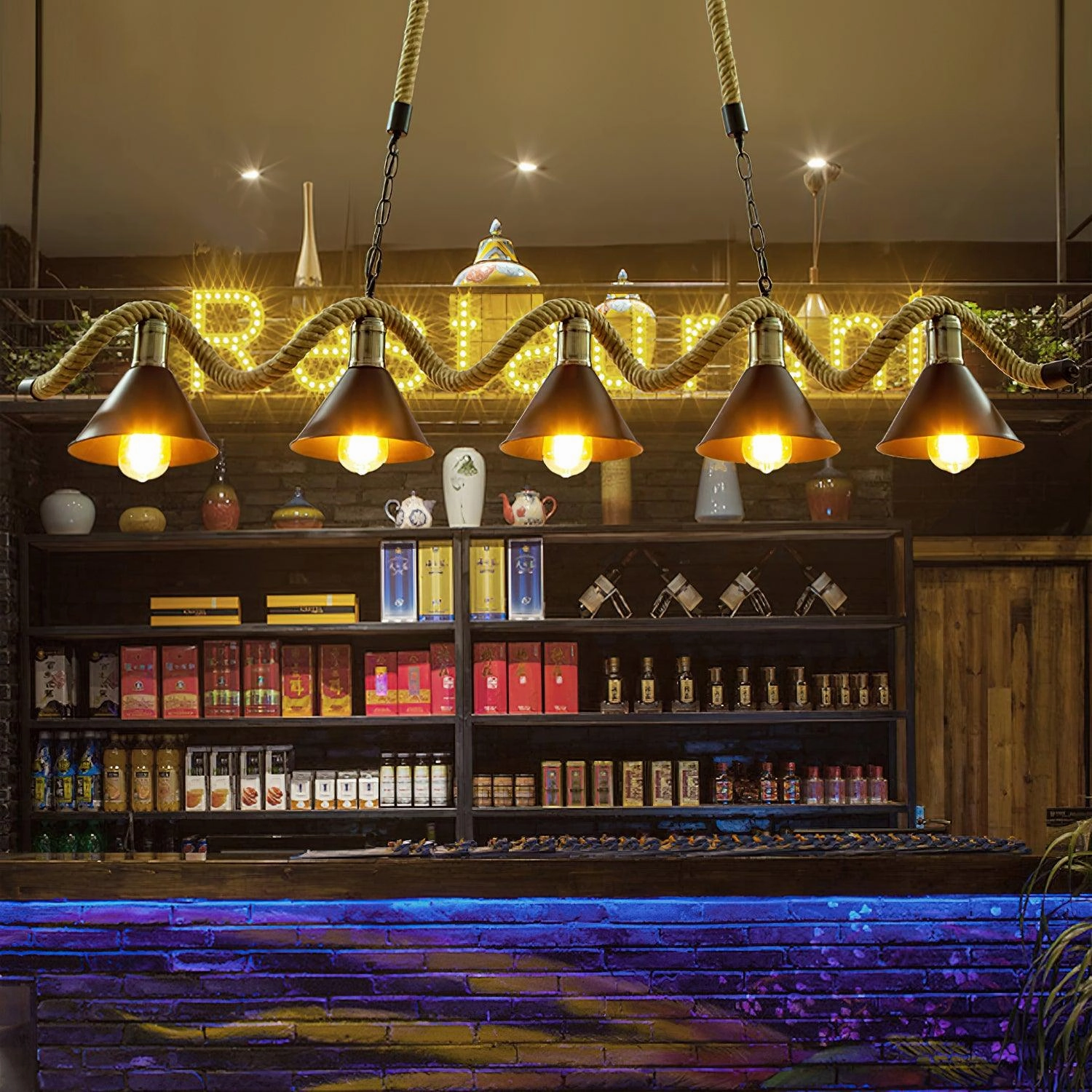 Hemp Rope Industrial Wave Chandelier