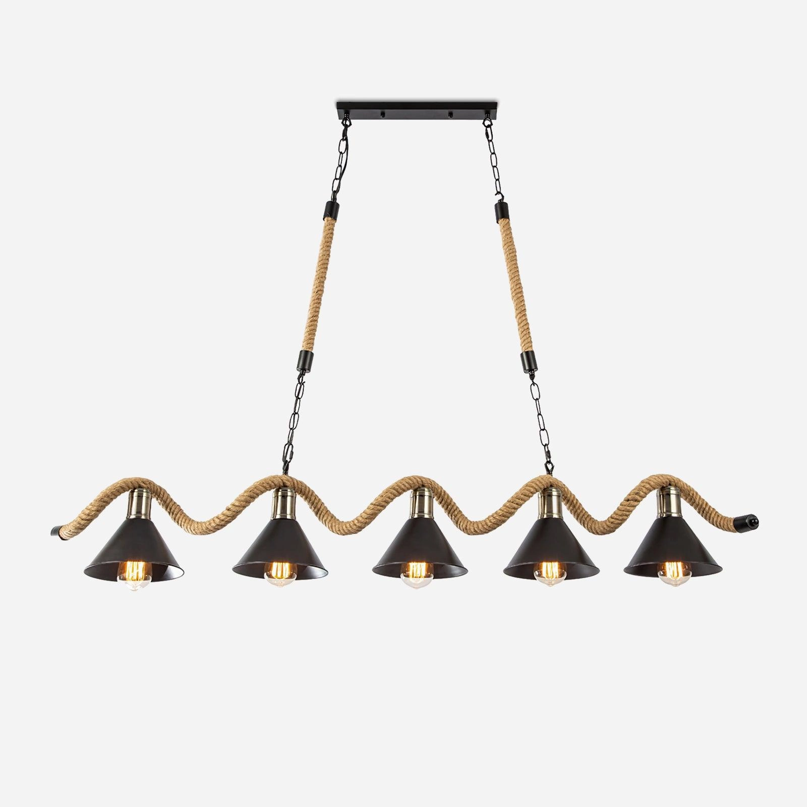 Hemp Rope Industrial Wave Chandelierrustic chandelier,bedroom chandelier 