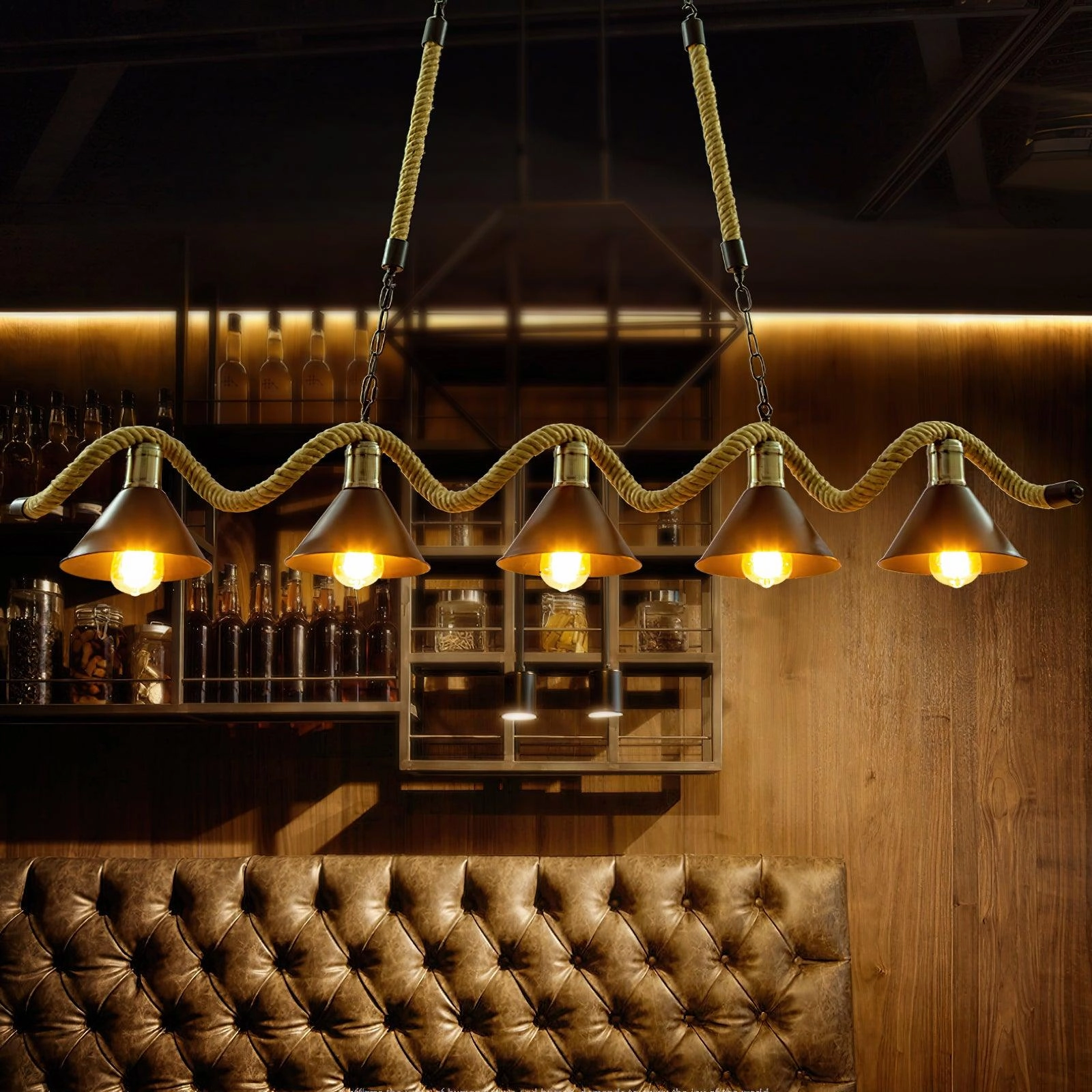 Hemp Rope Industrial Wave Chandelier