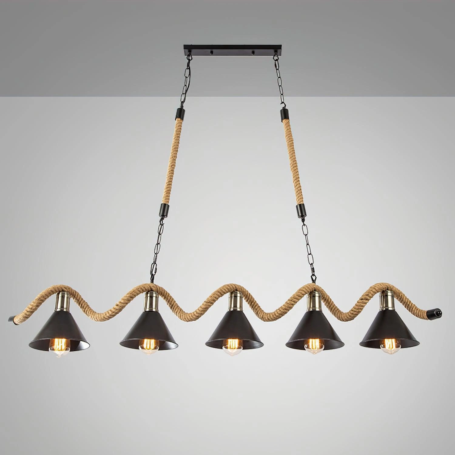 Hemp Rope Industrial Wave Chandelier
