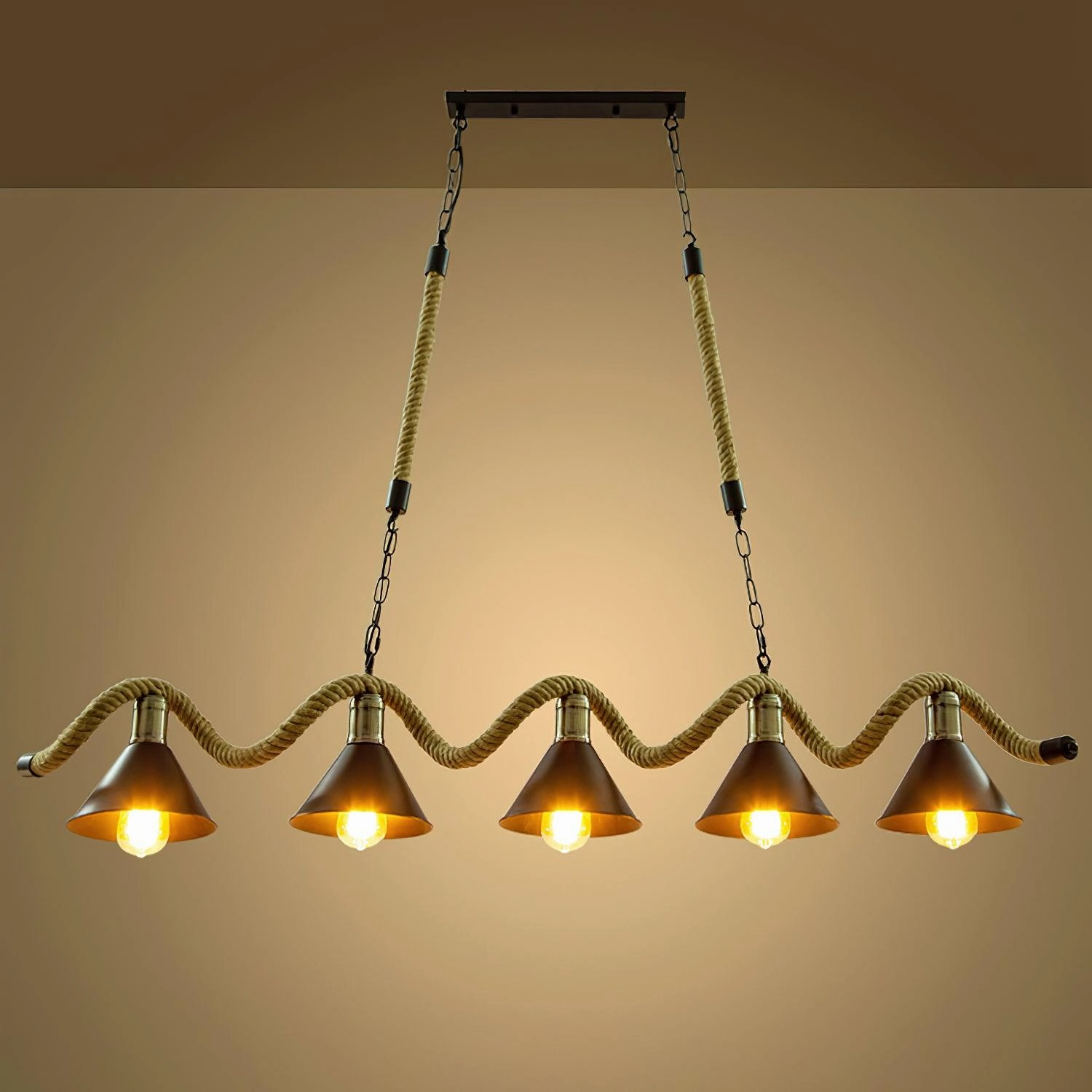 Hemp Rope Industrial Wave Chandelier