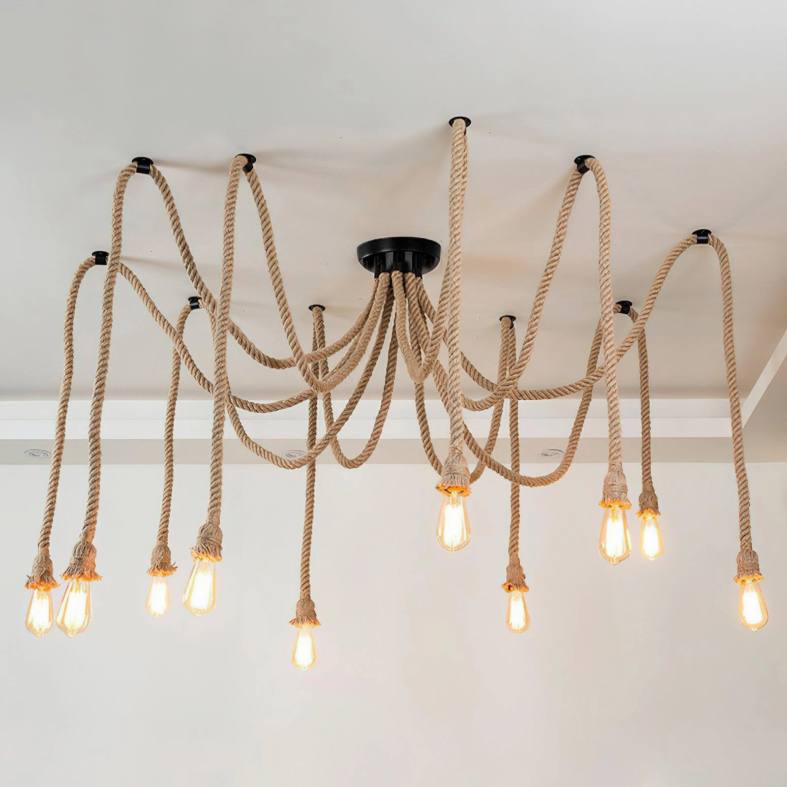 Hemp Rope Scattered Flower Chandelier