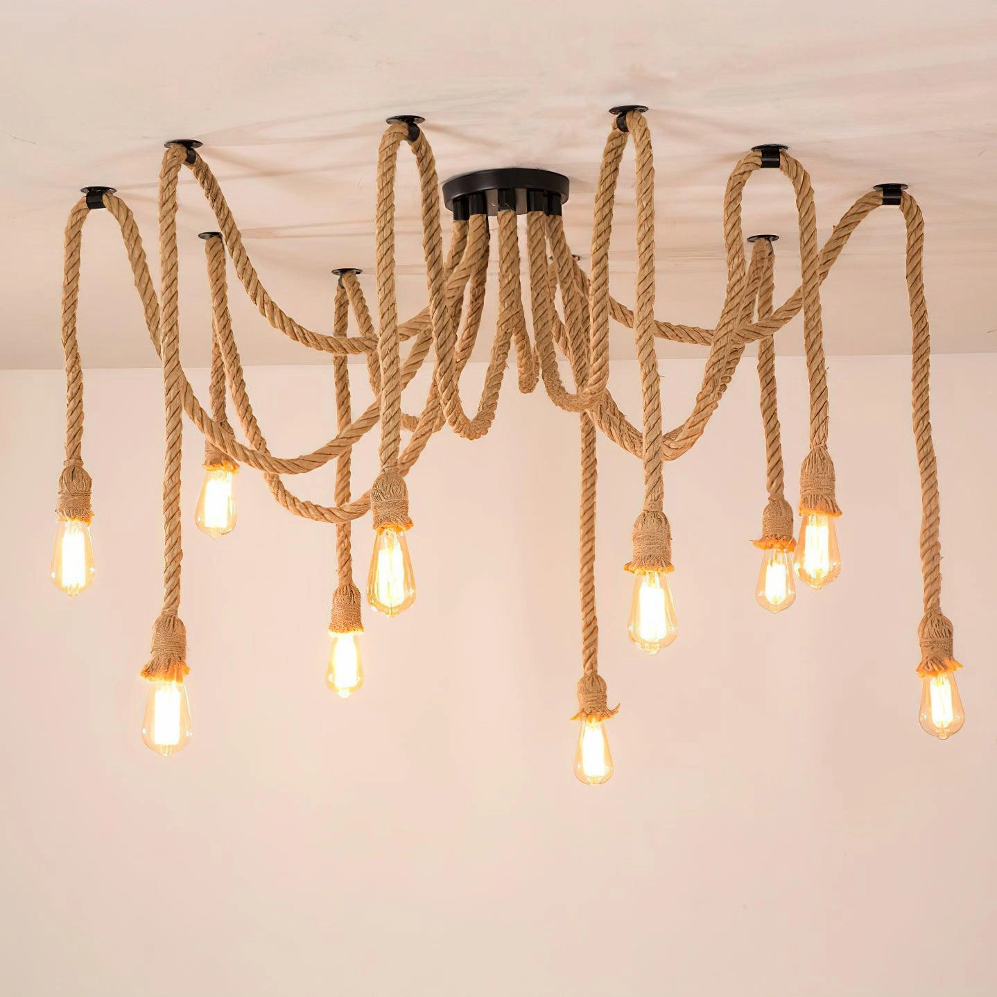 Hemp Rope Scattered Flower Chandelier