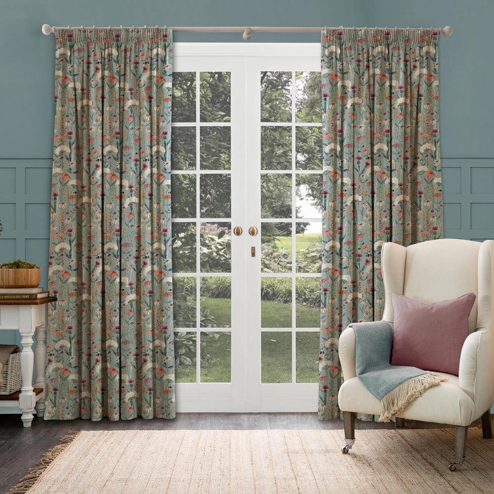 Hermione Printed Made to Measure Curtains Cornflower