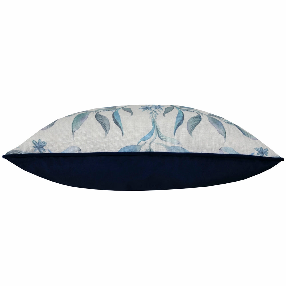 Hettie Printed Piped Cushion Blue