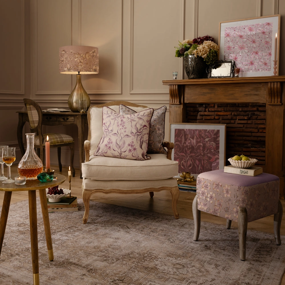 Hettie Printed Piped Cushion Hyacinth
