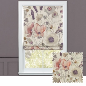 Hibbertia Printed Cotton Made to Measure Roman Blinds Boysenberry/Linenbedding sets ,throw blankets 