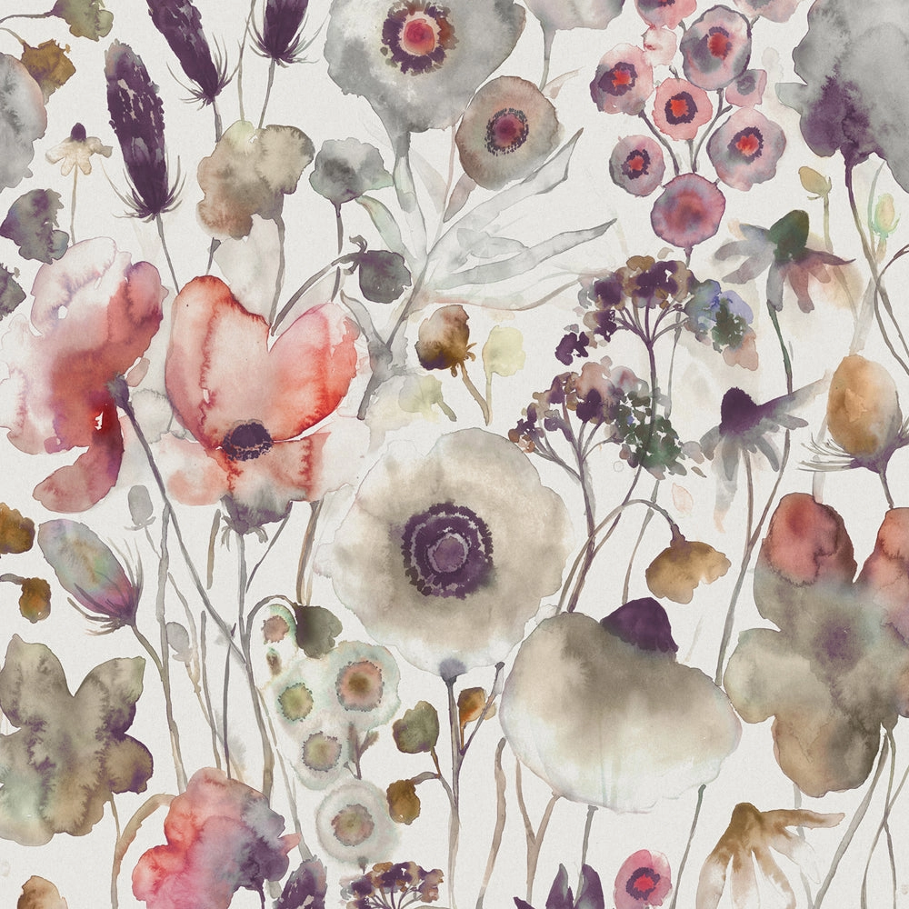 Hibbertia Printed Cotton Made to Measure Roman Blinds Boysenberry/Linen