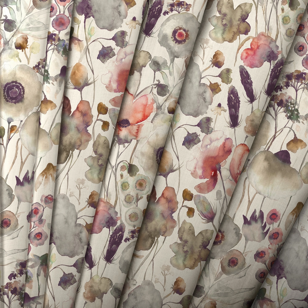 Hibbertia Printed Cotton Made to Measure Roman Blinds Boysenberry/Linen