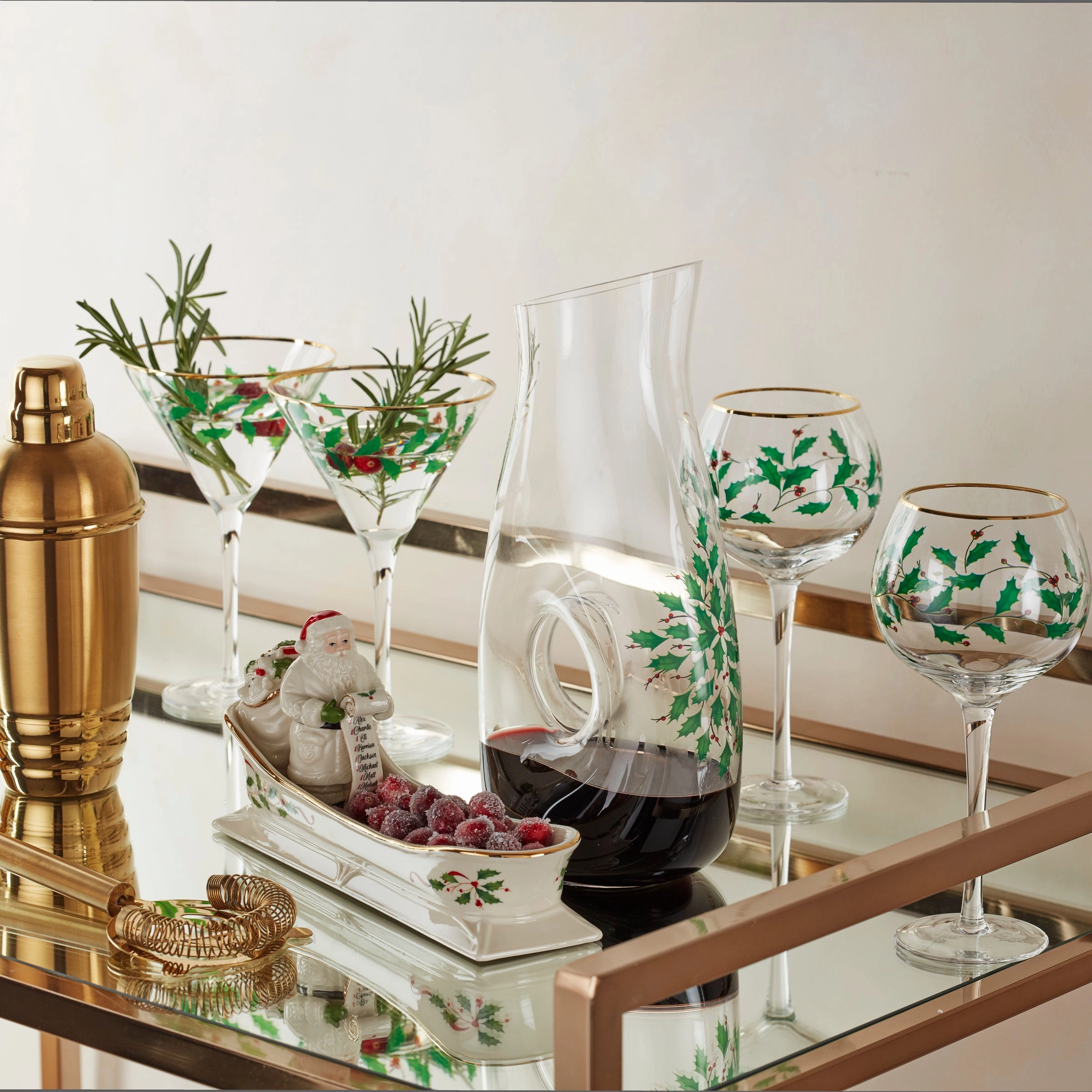 Holiday 3 pc Decanter & Wine Glasses Set