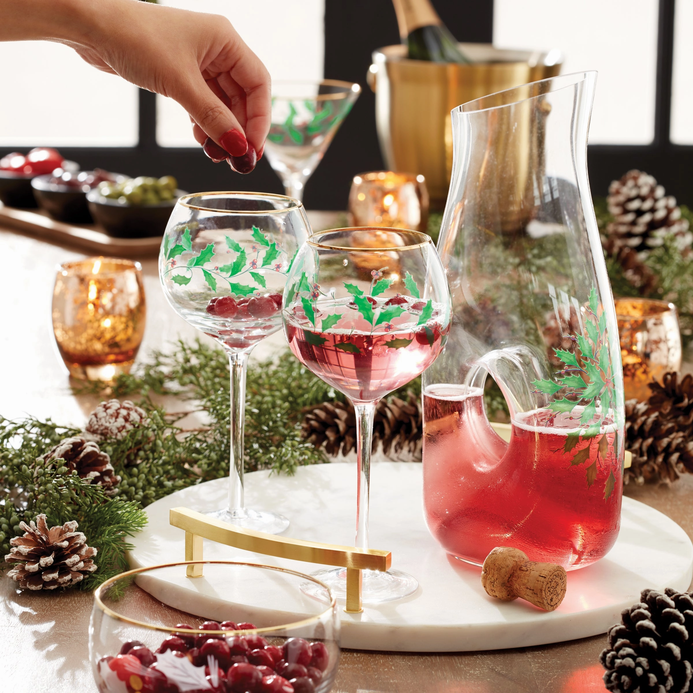 Holiday 3 pc Decanter & Wine Glasses Set