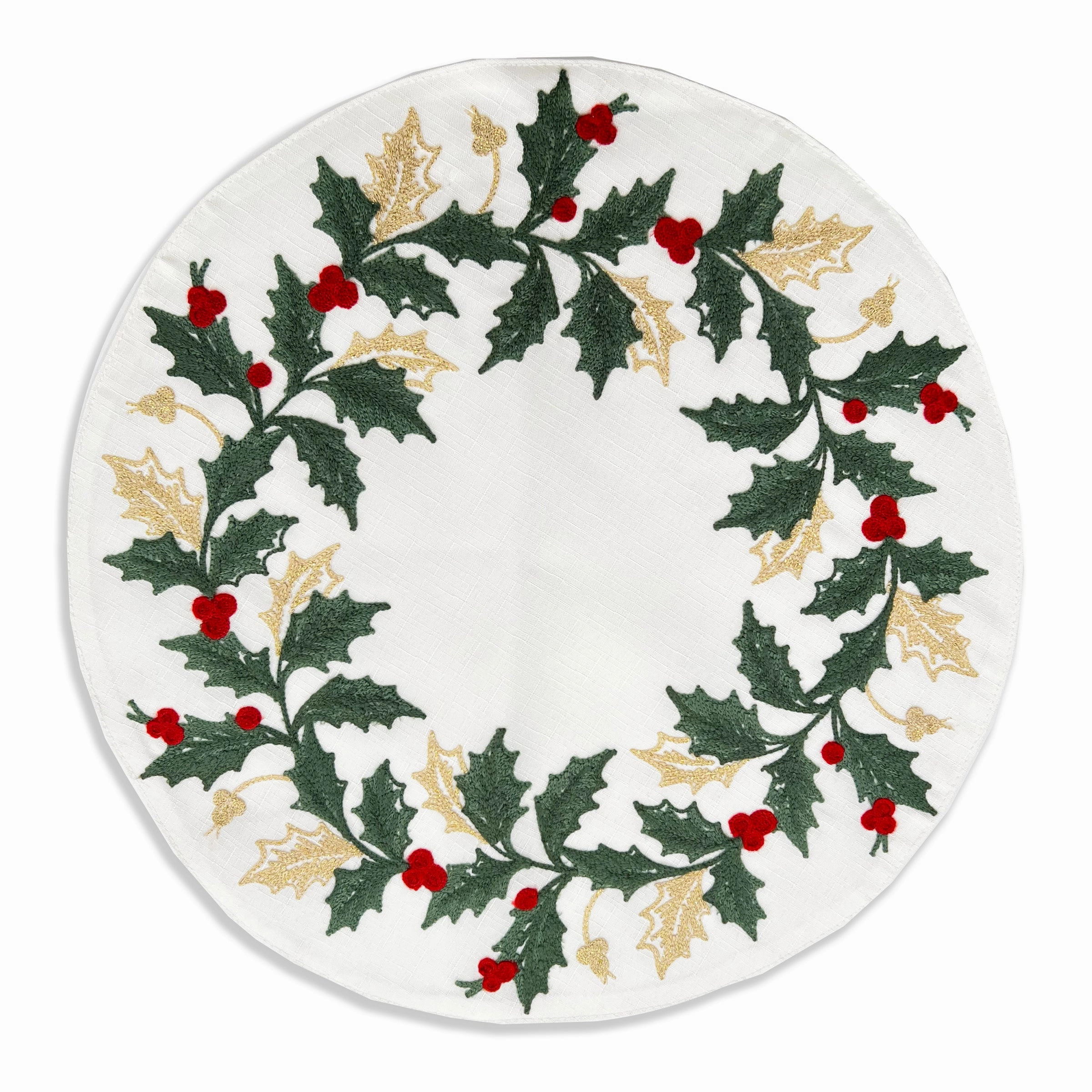 Holiday Embroidered Placemats - Set Of 4