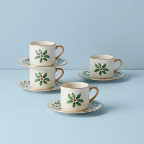 Holiday Espresso Cup & Saucer - Set of 4modern kitchen decor ,kitchen dinner set ,dinnerware 