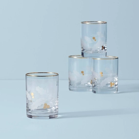 Holiday Gold Double Old Fashion Glasses - Set Of 4glass cups ,personalized mugs 