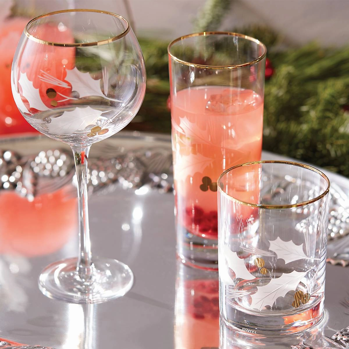 Holiday Gold Double Old Fashion Glasses - Set Of 4