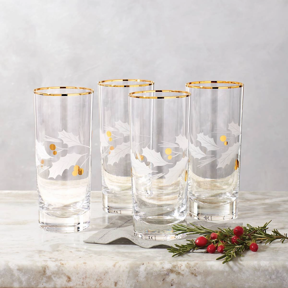 Holiday Gold Highball Glasses - Set Of 4