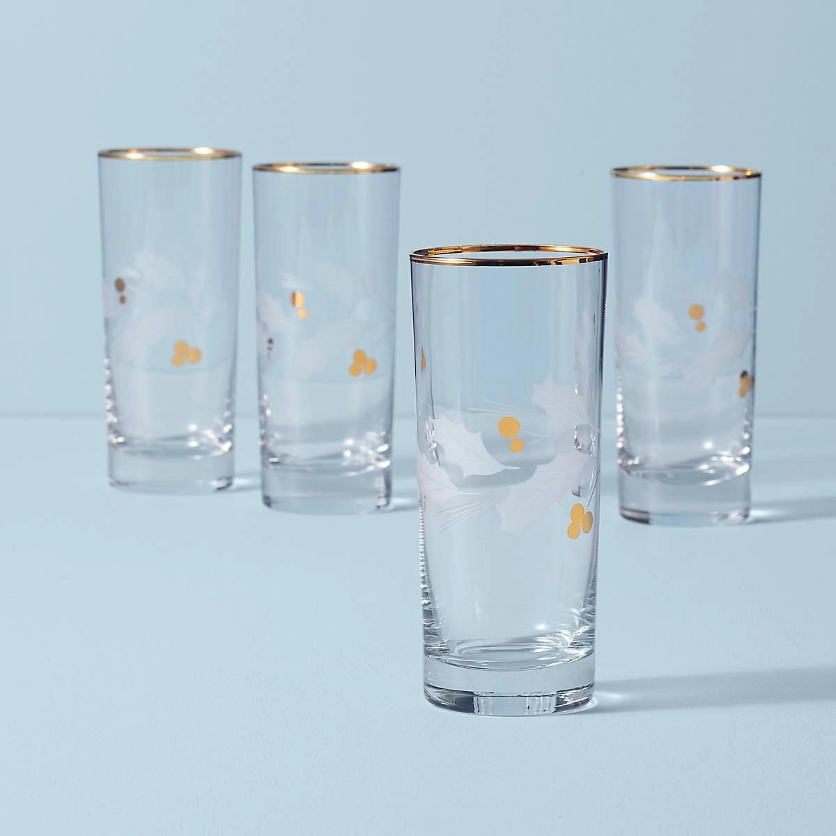 Holiday Gold Highball Glasses - Set Of 4glass cups ,personalized mugs 