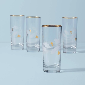 Holiday Gold Highball Glasses - Set Of 4glass cups ,personalized mugs 