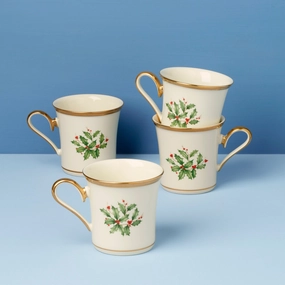 Holiday Mugs - Set of 4glass cups ,personalized mugs 