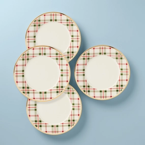 Holiday Plaid Dinner Plates - Set of 4modern kitchen decor ,kitchen dinner set ,dinnerware 