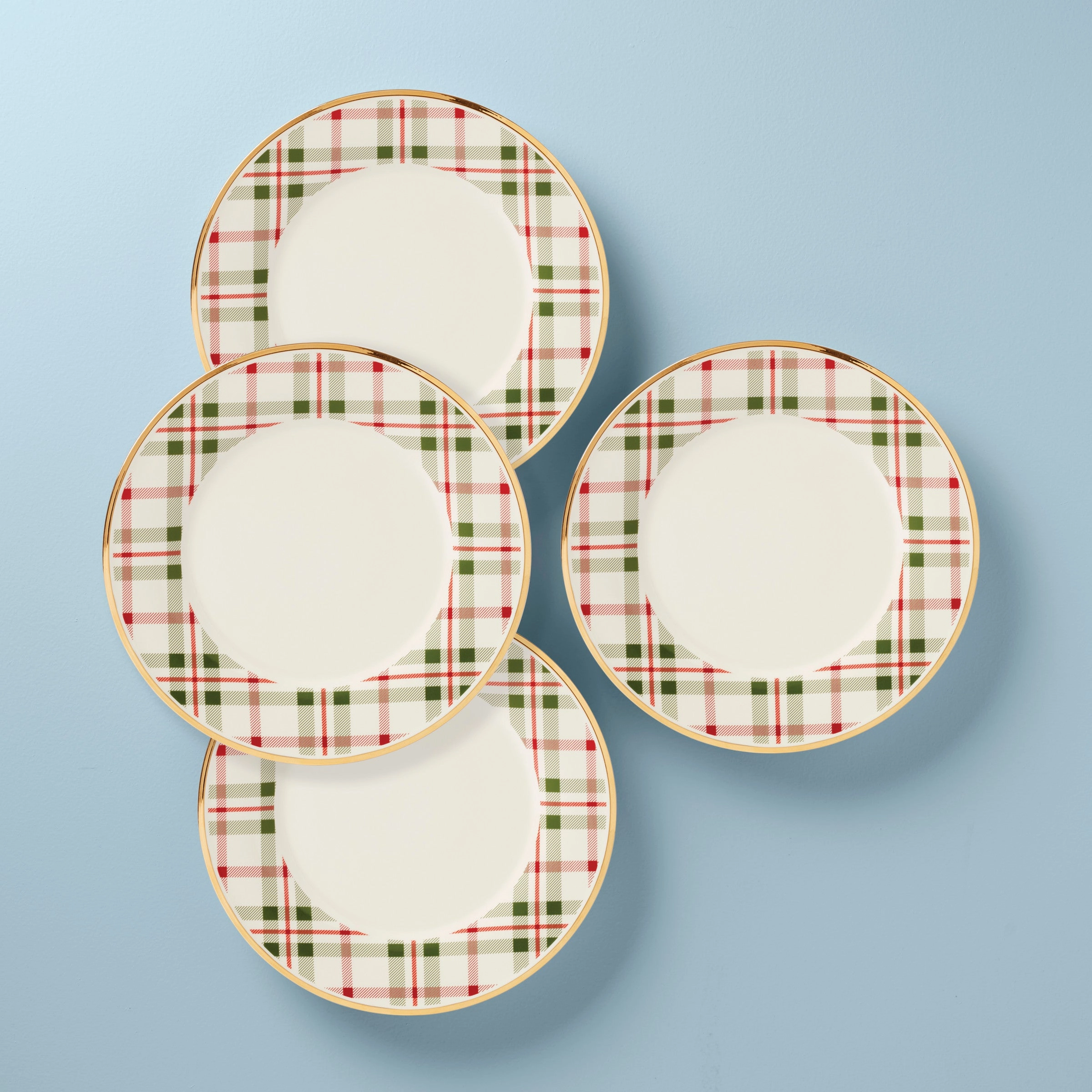 Holiday Plaid Dinner Plates - Set of 4modern kitchen decor ,kitchen dinner set ,dinnerware 