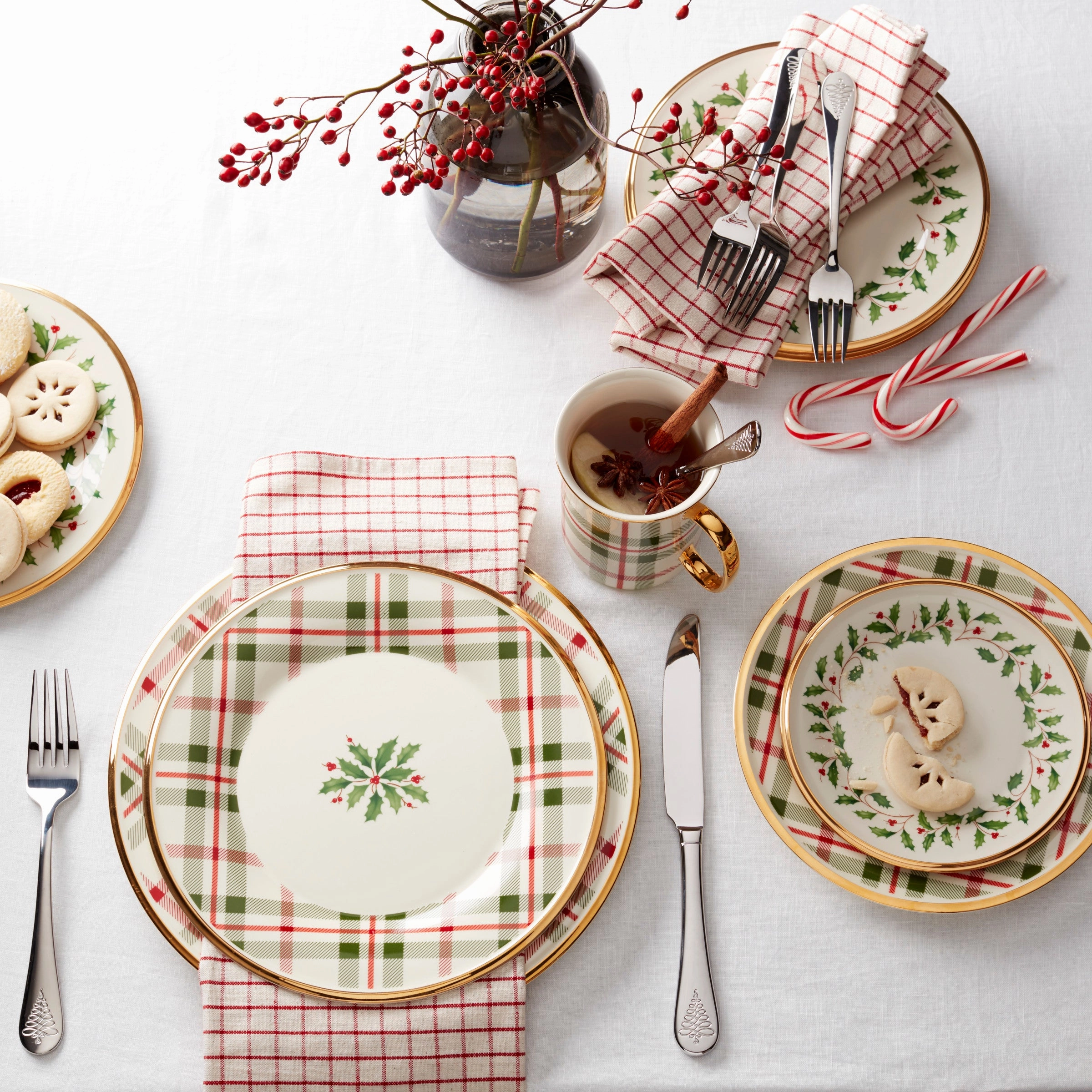 Holiday Plaid Mugs - Set of 4