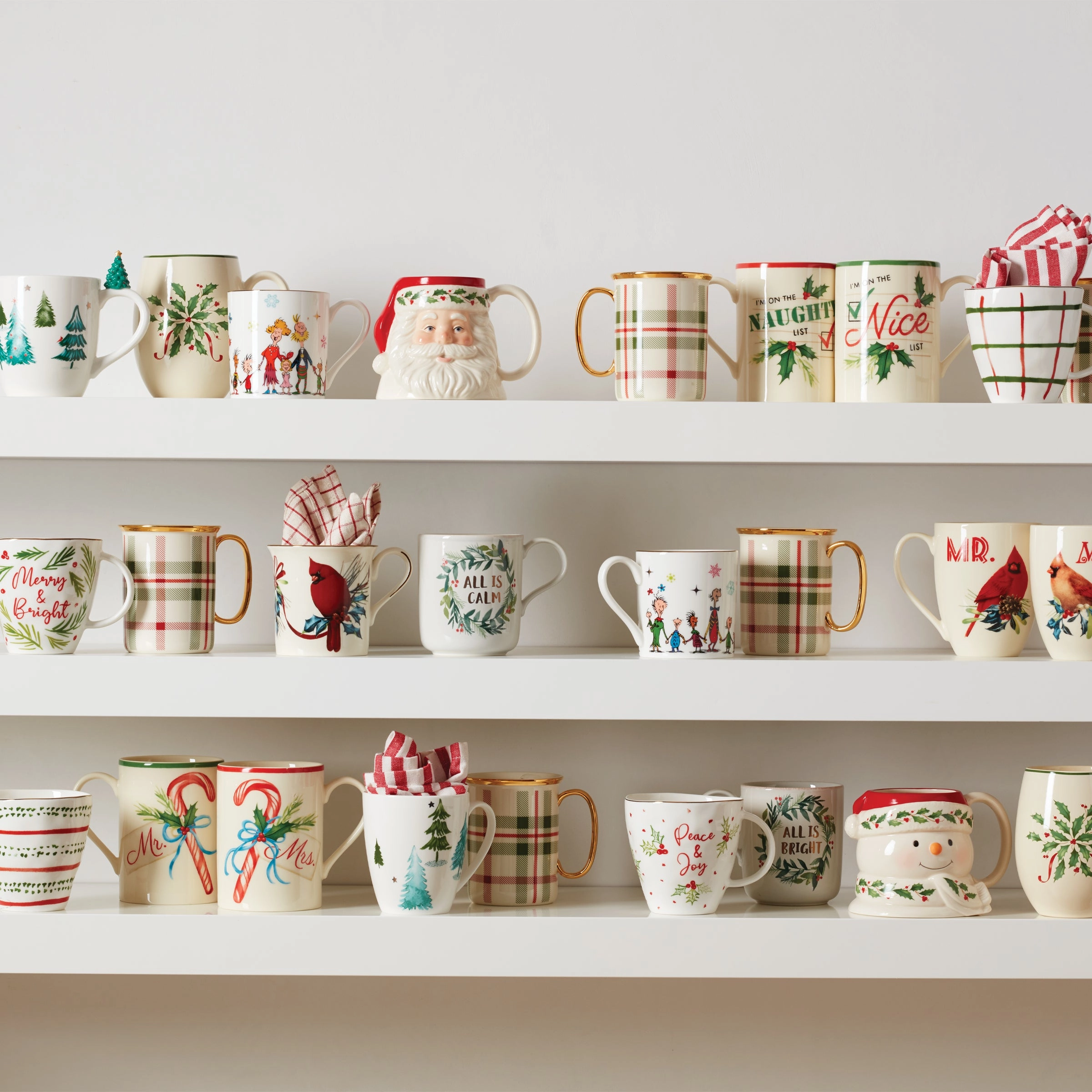 Holiday Plaid Mugs - Set of 4