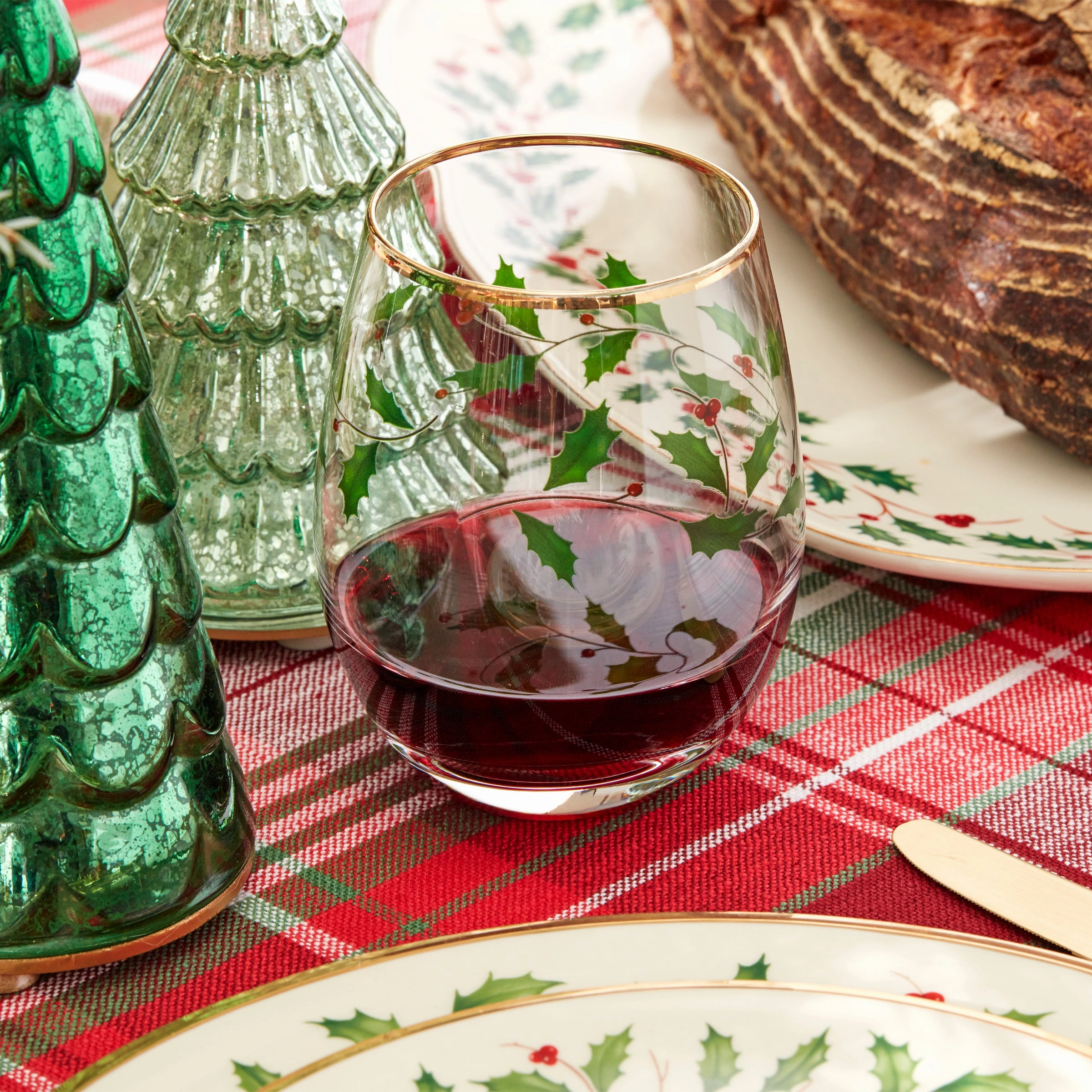 Holiday Stemless Wine Glasses - Set Of 4