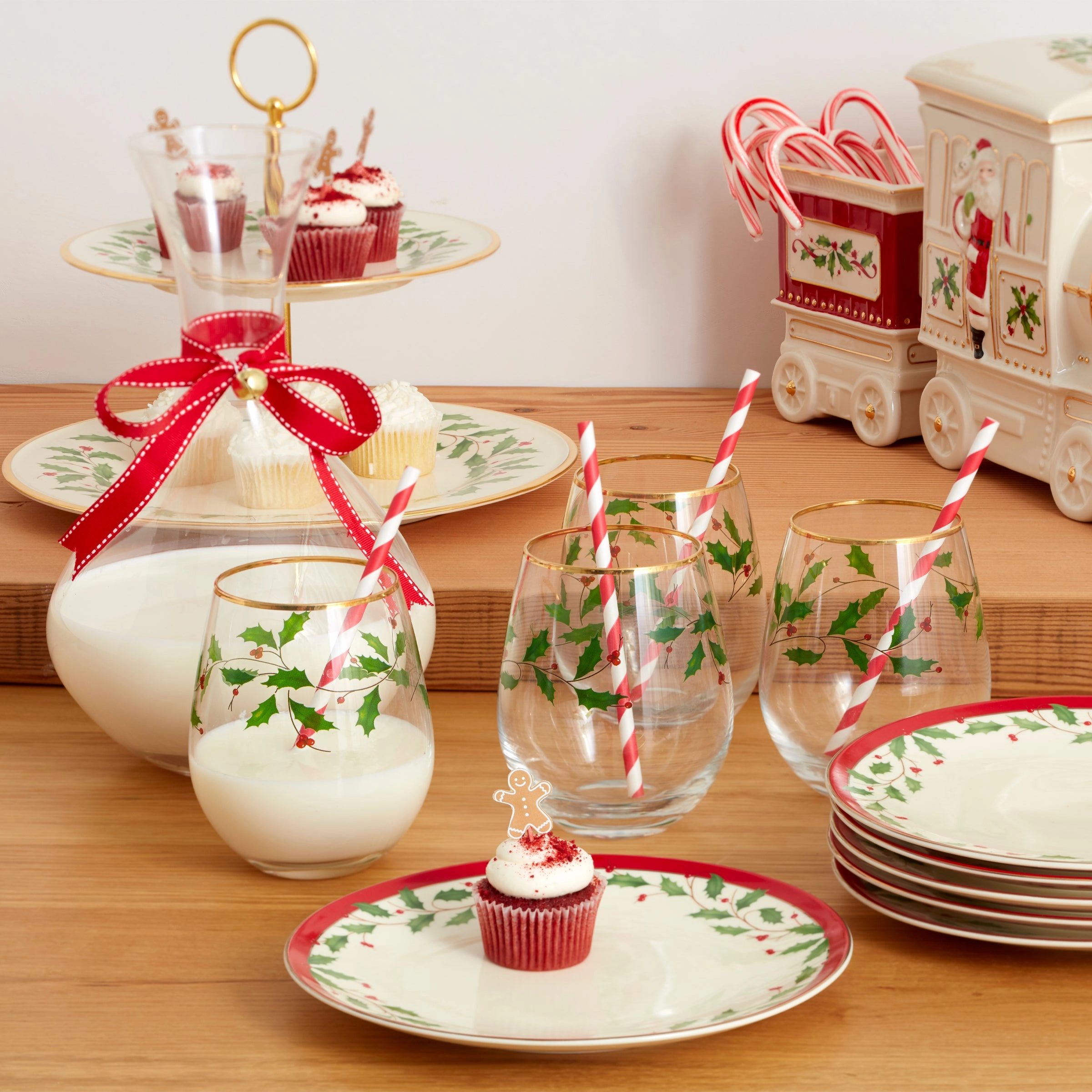 Holiday Stemless Wine Glasses - Set Of 4