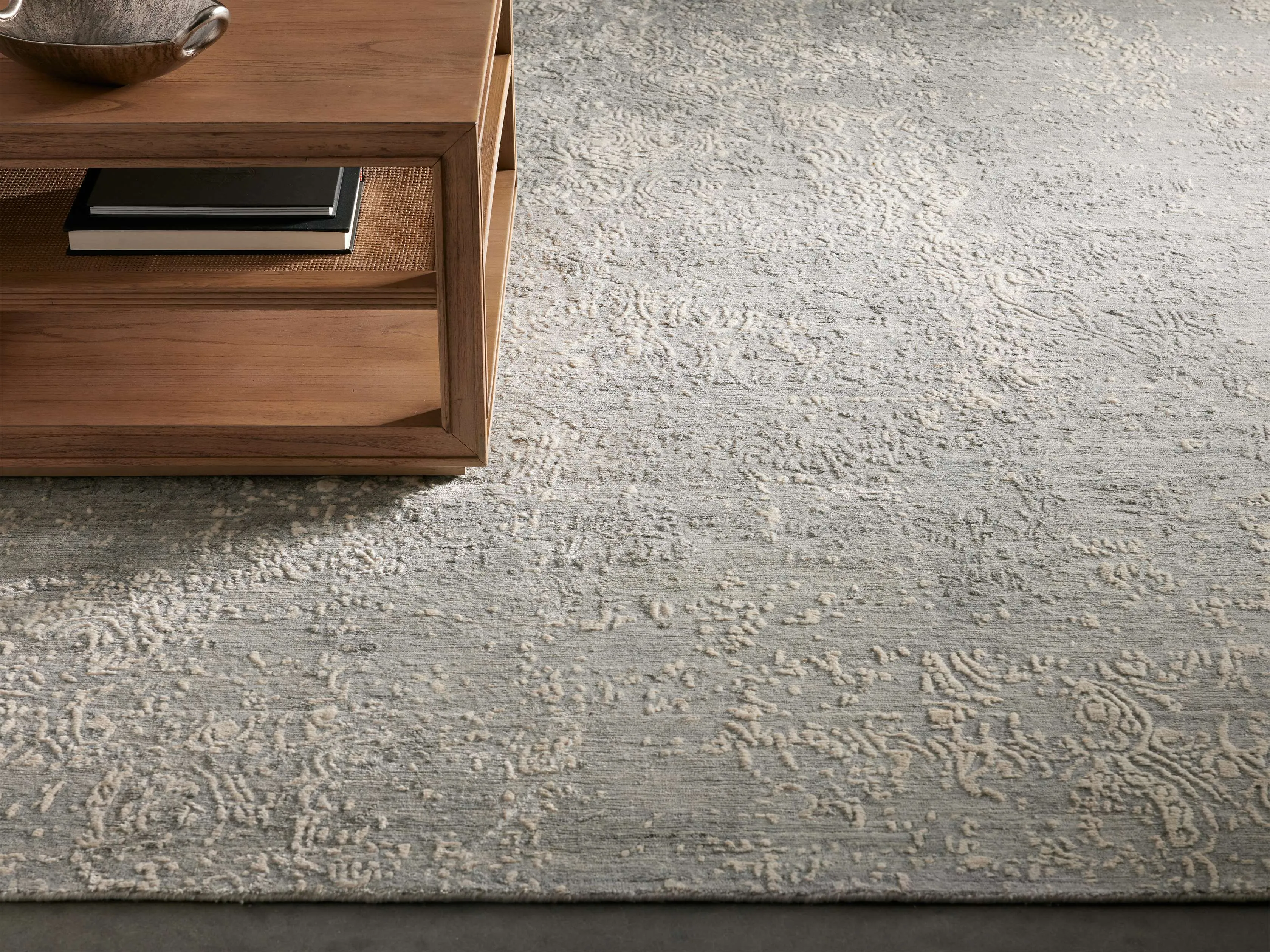 Holland Hand-Knotted Rug in Greymodern color block patchwork rug