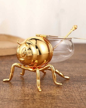 HoneyBee Honey Pot - Goldmodern kitchen decor ,kitchen dinner set ,dinnerware 