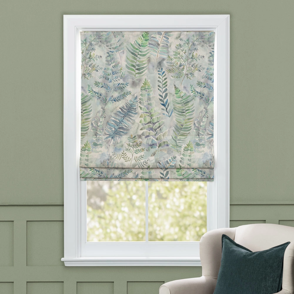 Honister Printed Cotton Made to Measure Roman Blinds Teal