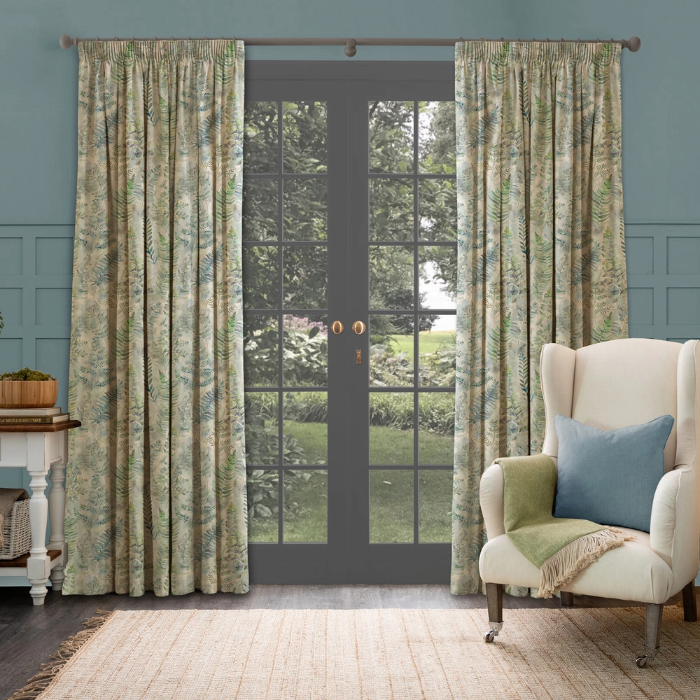 Honister Printed Made to Measure Curtains Teal