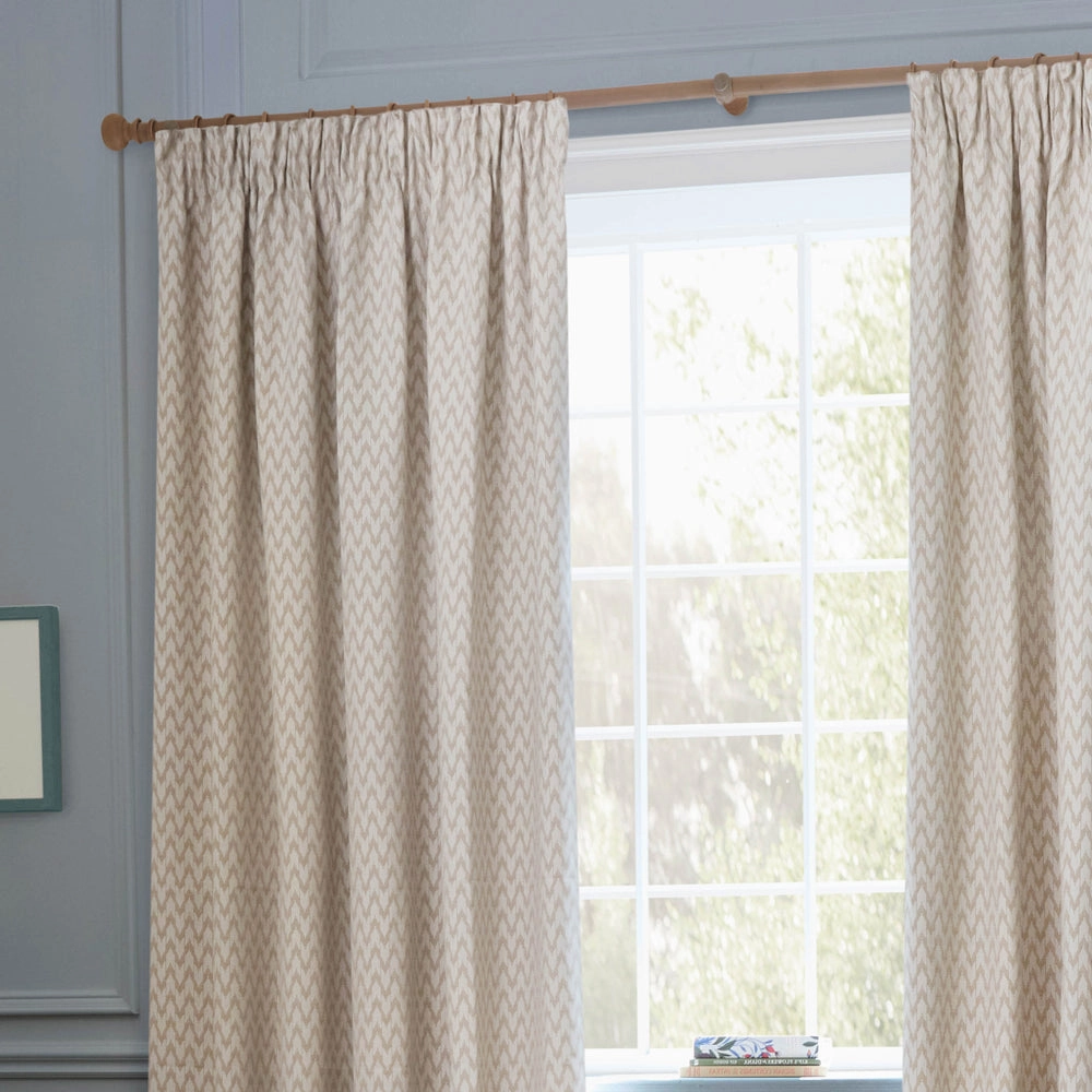 Hutton Jacquard Pencil Pleat Curtains Linen