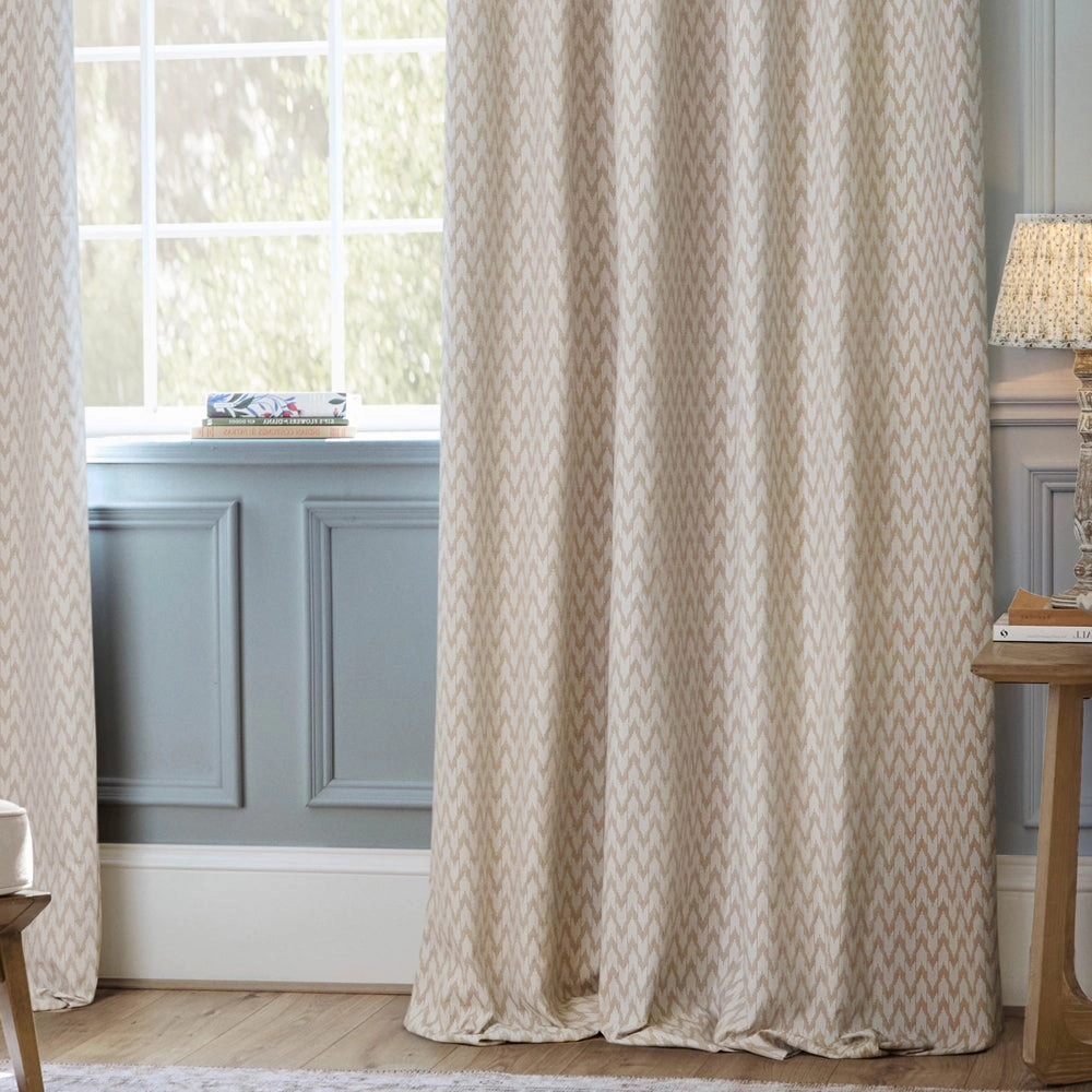 Hutton Jacquard Pencil Pleat Curtains Linen