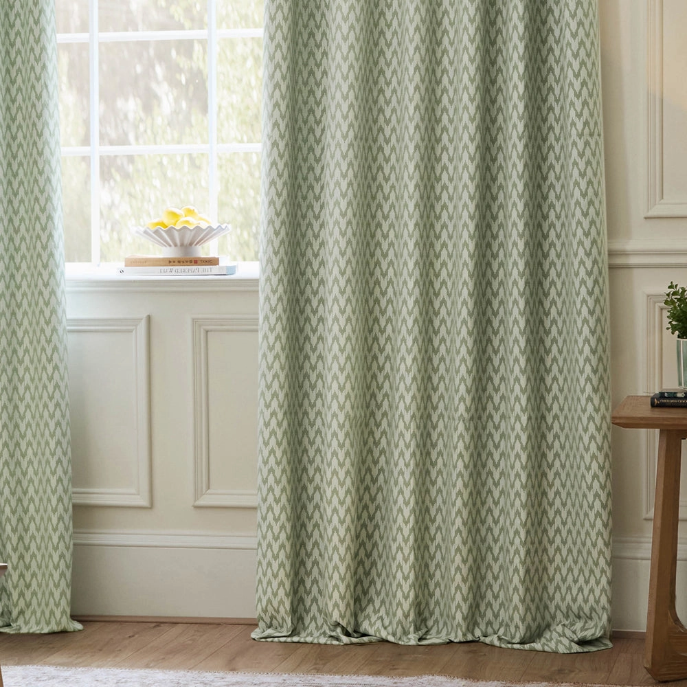 Hutton Jacquard Pencil Pleat Curtains Sage