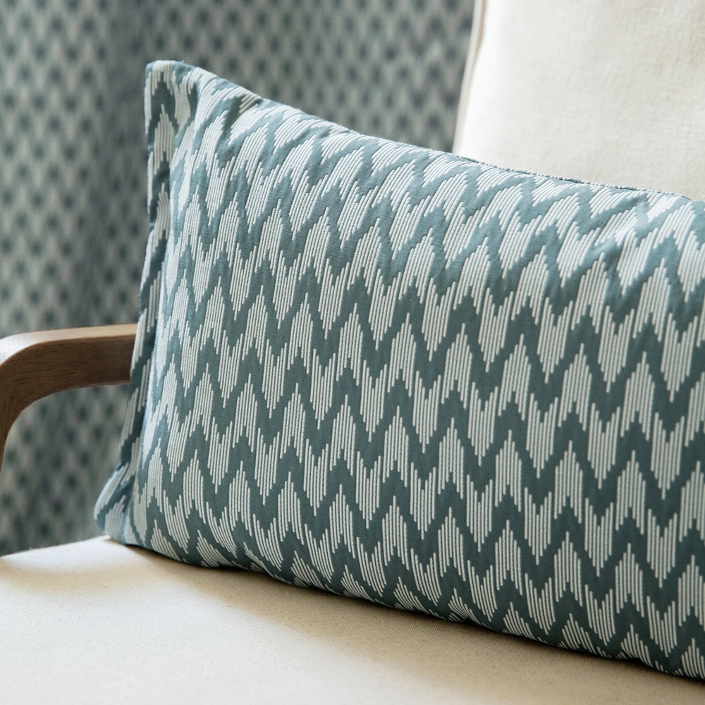 Hutton Woven Jacquard Cushion Blue