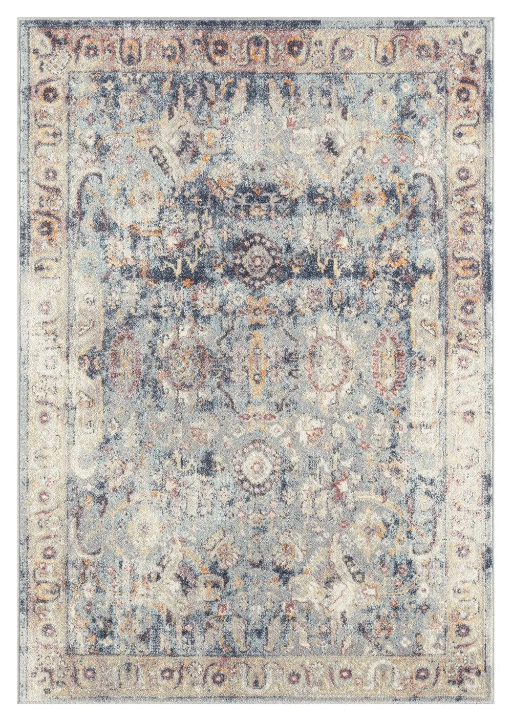 Huxley Blue and Purple Multi-Colour Distressed Rug *NO RETURNS UNLESS FAULTYmodern color block patchwork rug