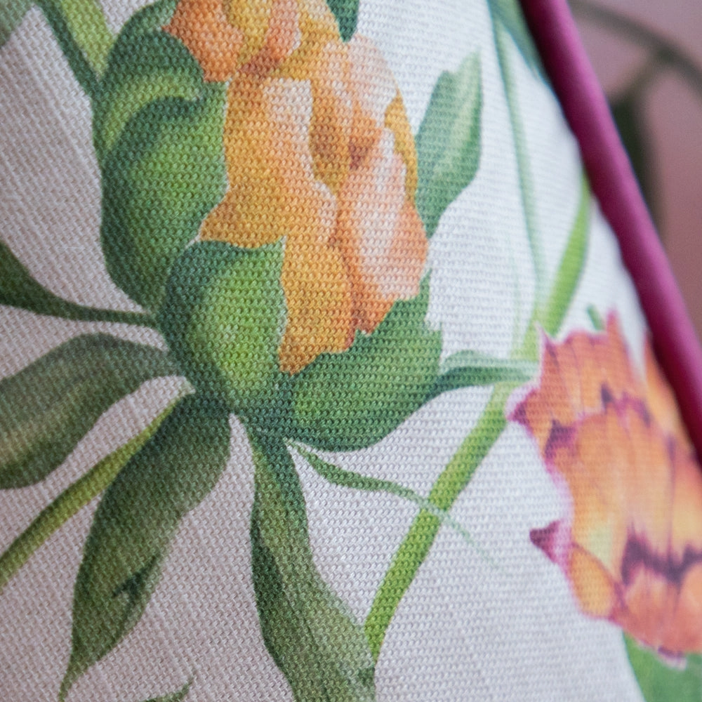 Idalia Printed Piped Cushion Fuchsia